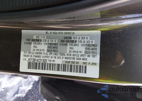 2019 Mazda Cx-9 Sport from USA, damaged, VIN JM3TCBBY4K0313825
